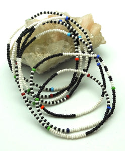 Black & White Unity African Seed Bead Fair Trade Stretch Wrap Bracelet