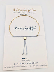 Lucky Feather Reminder Bracelet - You Are Beautiful