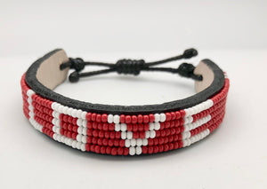 Love Is Project Original Adjustable Red & White Bead Love Bracelet