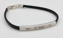 White Gold Affirmation Arrow Bracelet - Be Brave