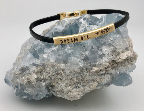 Gold Affirmation Feather Bracelet - Dream Big