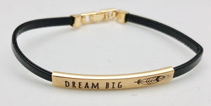 Gold Affirmation Feather Bracelet - Dream Big