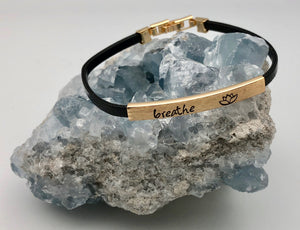 Gold Affirmation Lotus Bracelet - Breathe