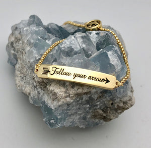 Adjustable Gold Affirmation Chain Bracelet - Follow Your Arrow