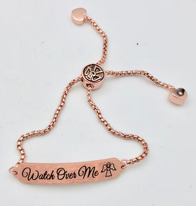 Adjustable Pink Gold Affirmation Chain Bracelet - Watch Over Me