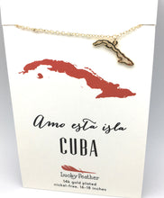 Lucky Feather Amo Esta Isla Gold Cuba Charm Necklace
