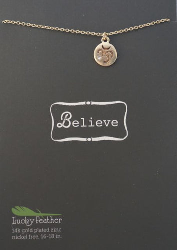 Lucky Feather Believe Gold Om Necklace
