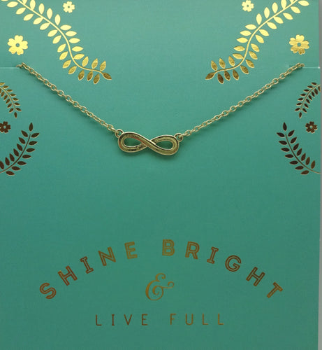 Lucky Feather Shine Bright & Live Full Gold Infinity Necklace