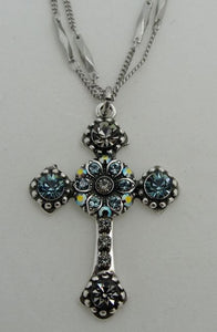 Mariana Spirit of Design Silver Cross Necklace with Swarovski Crystals