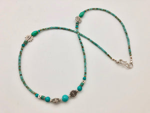 Nepali Serenity Turquoise & Silver Small Bead Necklace