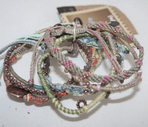 Wakami Fair Trade Guatemalan String 7 Pastel Bracelet Set