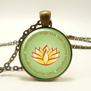 Lotus Blossom Nam Myoho Renge Kyo Pendant Necklace