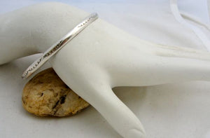 Peyote Bird Mountain Sunrise Silver Stamped Bangle Bracelet