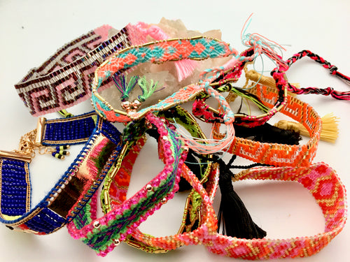 Peyote Bird Macrame and Beaded Slip Bracelets