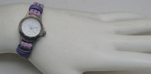 Peyote Bird Small Face Watch with Braided Purple Leather Band and Heart Toggle