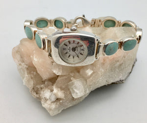 Peyote Bird Small Face Watch with Turquoise and Sterling Silver Bracelet Band
