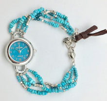 Peyote Bird Turquoise Face Watch with Turquoise and Silver Bracelet Band