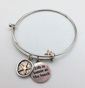 Life is Better at the Beach Starfish Charm Bangle Bracelet