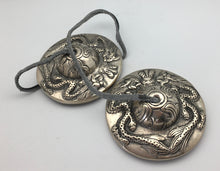 Nepali Bronze Tingsha Bells with Dragon or Eight Auspicious Symbol Design