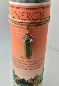 Energy Affirmation Candle with Double Pointed Unakite Crystal