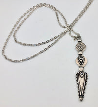 Vanessa Mooney Romeo's Dagger Silver Long Pendant Necklace with Gray Crystals