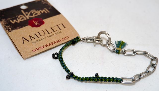 Wakami Fair Trade Amuleti Wisdom Macrame and Chain Bracelet