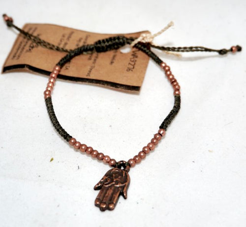 Wakami Fair Trade Woven Friendship Bracelet with Hamsa